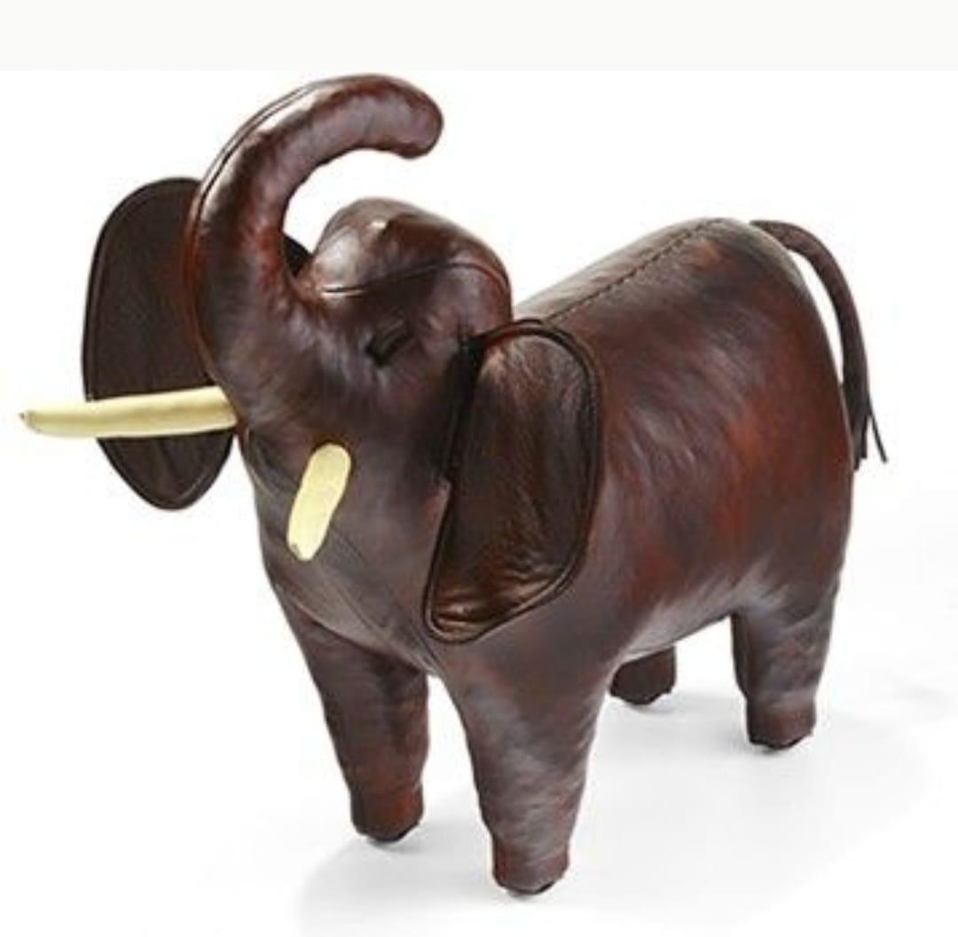 Leather Elephant Footstool