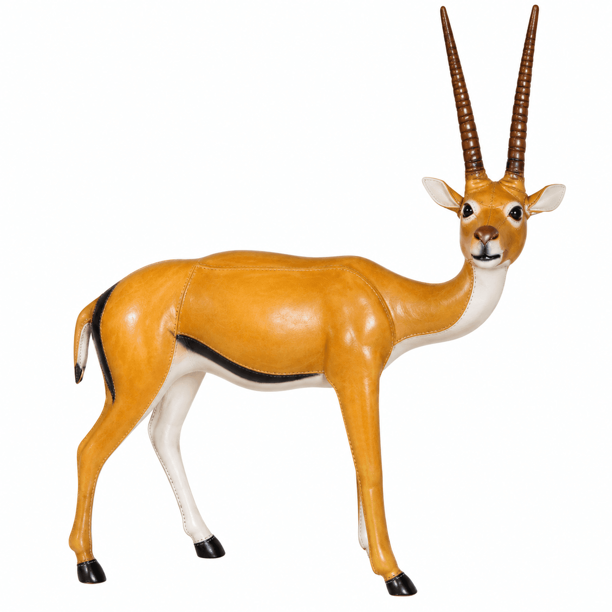 Handcrafted Leather Yellow Deer Figure