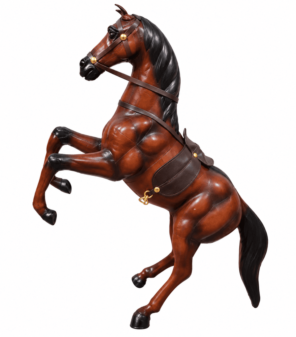 Handcrafted Leather Rearing Horse Figure