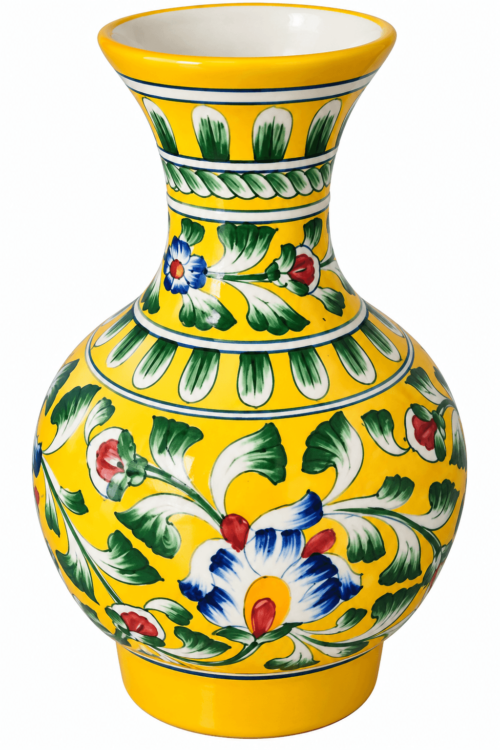 Hand-Painted Yellow Floral Ceramic Vase